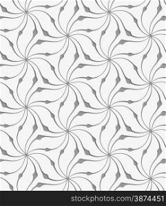 Modern seamless pattern. Geometric background with perforated effect. Shadow creates 3D texture.Perforated floral leafy shapes star.
