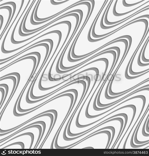 Modern seamless pattern. Geometric background with perforated effect. Shadow creates 3D texture.Perforated diagonal uneven waves.