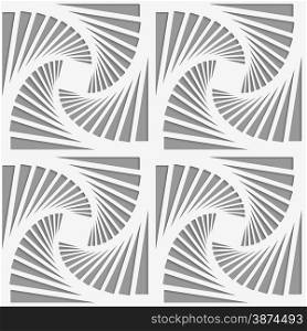 Modern seamless pattern. Geometric background with perforated effect. Shadow creates 3D texture.Perforated striped rotated triangular shapes.