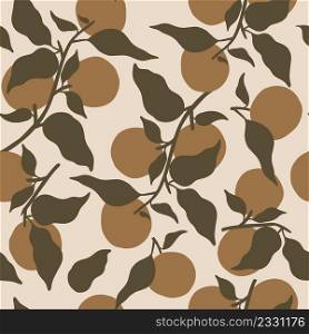Modern seamless pattern with oranges. Can be used to decorate the kitchen, patterns for textiles, wallpaper.