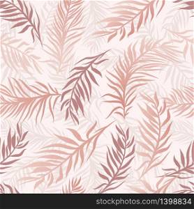 Modern Seamless pattern with pink palm leaves on a white background. Vector illustration for fashion, print, poster, card, textile. Scandinavian style.. Modern Seamless pattern with pink palm leaves on a white background.
