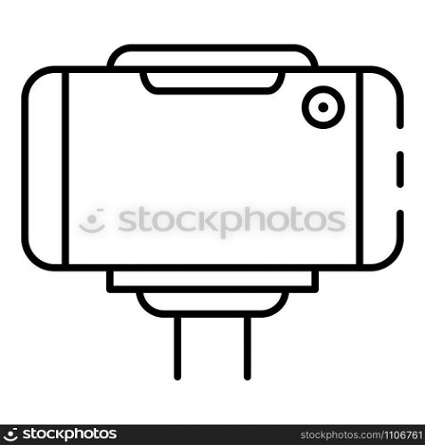 Modern selfie smartphone icon. Outline modern selfie smartphone vector icon for web design isolated on white background. Modern selfie smartphone icon, outline style