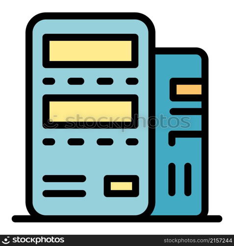 Modern server icon. Outline modern server vector icon color flat isolated. Modern server icon color outline vector