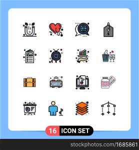 Modern Set of 16 Flat Color Filled Lines and symbols such as ad, product, heart, price, global Editable Creative Vector Design Elements