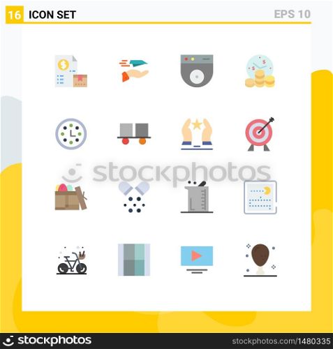 Modern Set of 16 Flat Colors and symbols such as achievement, money, plane, investment, security Editable Pack of Creative Vector Design Elements