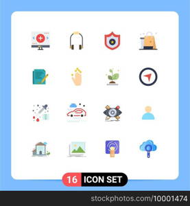 Modern Set of 16 Flat Colors and symbols such as agreement, cloths, music, new, shopping Editable Pack of Creative Vector Design Elements