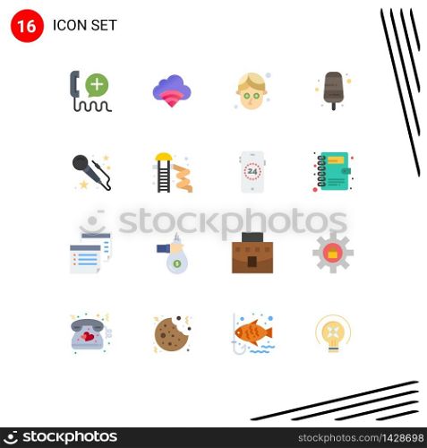Modern Set of 16 Flat Colors and symbols such as art, voice, signal, ice cream, cream Editable Pack of Creative Vector Design Elements