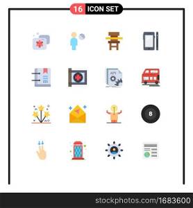 Modern Set of 16 Flat Colors and symbols such as book, huawei, class, mobile, phone Editable Pack of Creative Vector Design Elements