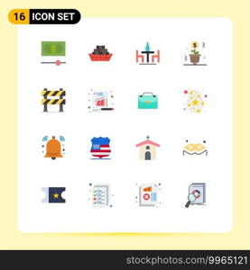 Modern Set of 16 Flat Colors and symbols such as boundary, success, debate, pot, money Editable Pack of Creative Vector Design Elements