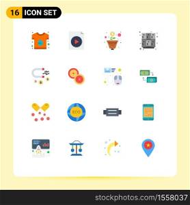 Modern Set of 16 Flat Colors and symbols such as business, school, growth, open, learning Editable Pack of Creative Vector Design Elements