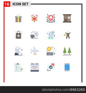 Modern Set of 16 Flat Colors and symbols such as christmas bag, wellness, location, spa, hot Editable Pack of Creative Vector Design Elements
