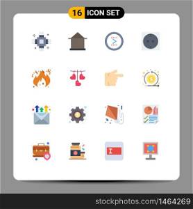 Modern Set of 16 Flat Colors and symbols such as danger, electric, hut, right, interface Editable Pack of Creative Vector Design Elements