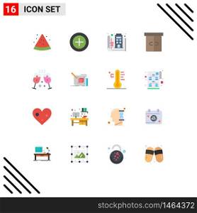 Modern Set of 16 Flat Colors and symbols such as drawing, champagne, floor, interior, drawer Editable Pack of Creative Vector Design Elements