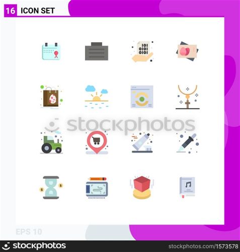 Modern Set of 16 Flat Colors and symbols such as easter, card, binary, easter, passboard Editable Pack of Creative Vector Design Elements