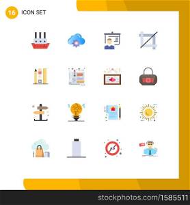 Modern Set of 16 Flat Colors and symbols such as education, pen, teacher, graphic, crop Editable Pack of Creative Vector Design Elements