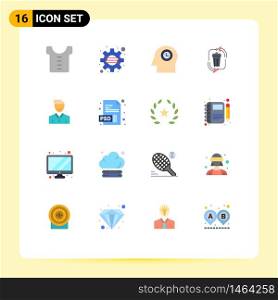 Modern Set of 16 Flat Colors and symbols such as face, avatar, head, recycle, garbage Editable Pack of Creative Vector Design Elements