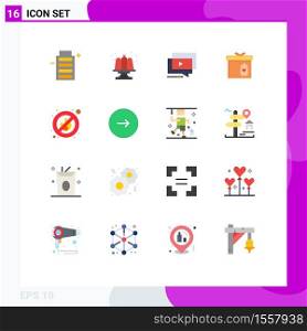 Modern Set of 16 Flat Colors and symbols such as fire, surprize, play, box, presentation Editable Pack of Creative Vector Design Elements
