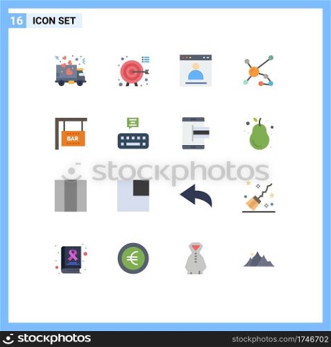 Modern Set of 16 Flat Colors and symbols such as genetic, biology, browser, biochemistry, profile Editable Pack of Creative Vector Design Elements