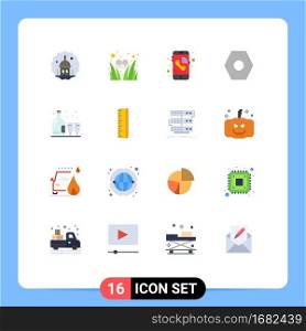 Modern Set of 16 Flat Colors and symbols such as glass, alcohol, festival, user interface, basic Editable Pack of Creative Vector Design Elements