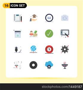 Modern Set of 16 Flat Colors and symbols such as iot, ui, development, basic, camera Editable Pack of Creative Vector Design Elements
