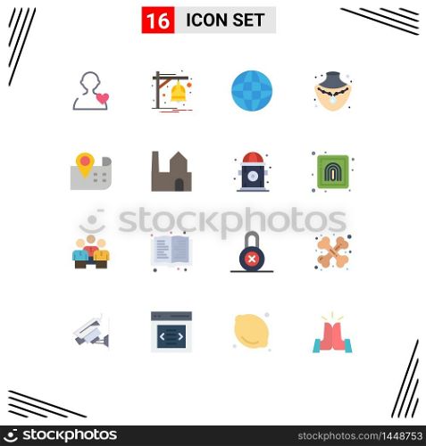 Modern Set of 16 Flat Colors and symbols such as location, map, devices, gold, nacklace Editable Pack of Creative Vector Design Elements