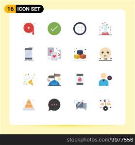Modern Set of 16 Flat Colors and symbols such as medical, hospital, tick, healthcare, user Editable Pack of Creative Vector Design Elements
