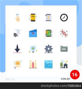 Modern Set of 16 Flat Colors and symbols such as pollution, emission, machine, car, watch Editable Pack of Creative Vector Design Elements