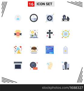 Modern Set of 16 Flat Colors and symbols such as shield, club, fan, badge, send Editable Pack of Creative Vector Design Elements