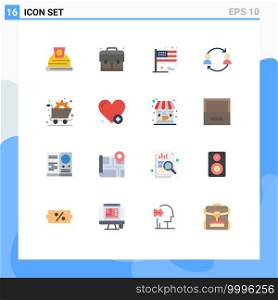 Modern Set of 16 Flat Colors and symbols such as shopping, art, thanksgiving, user, replace Editable Pack of Creative Vector Design Elements