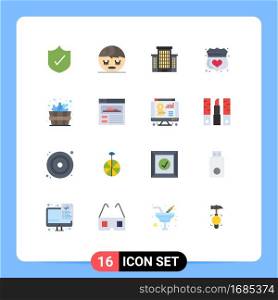 Modern Set of 16 Flat Colors and symbols such as site, sauna, office, bathhouse, secure Editable Pack of Creative Vector Design Elements
