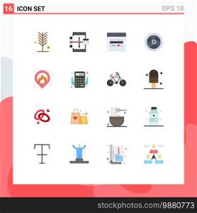 Modern Set of 16 Flat Colors and symbols such as tap, cinema, development, online, credit Editable Pack of Creative Vector Design Elements
