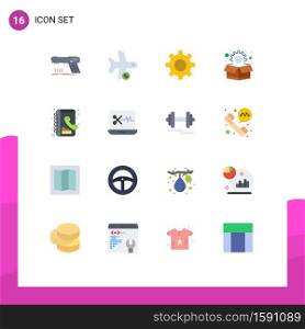 Modern Set of 16 Flat Colors Pictograph of book, package, transport, marketing, interface Editable Pack of Creative Vector Design Elements
