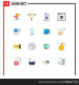 Modern Set of 16 Flat Colors Pictograph of document, online, reference, learning, education Editable Pack of Creative Vector Design Elements