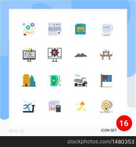 Modern Set of 16 Flat Colors Pictograph of edit tool, tool, paper, design, cup Editable Pack of Creative Vector Design Elements