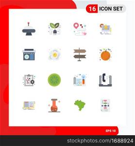 Modern Set of 16 Flat Colors Pictograph of equipment, technology, location, it, chemical Editable Pack of Creative Vector Design Elements