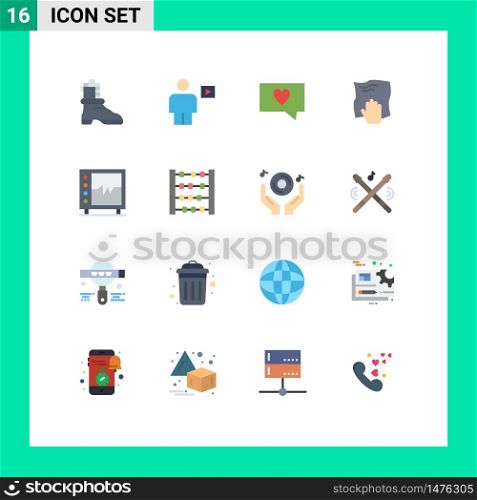 Modern Set of 16 Flat Colors Pictograph of health, scrub, like, rub, hand Editable Pack of Creative Vector Design Elements