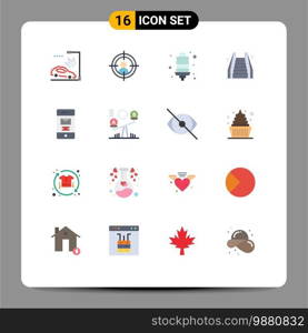 Modern Set of 16 Flat Colors Pictograph of message, deleted, energy bulb, ladder, elevator Editable Pack of Creative Vector Design Elements