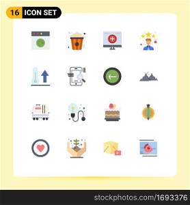 Modern Set of 16 Flat Colors Pictograph of meteorology, star, computer, rating, best Editable Pack of Creative Vector Design Elements
