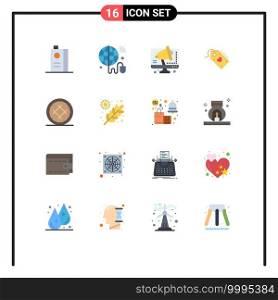 Modern Set of 16 Flat Colors Pictograph of offer, valentine, world, sale, computer Editable Pack of Creative Vector Design Elements