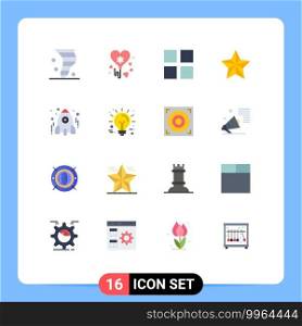 Modern Set of 16 Flat Colors Pictograph of rocket, education, grid, star, festival Editable Pack of Creative Vector Design Elements