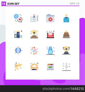 Modern Set of 16 Flat Colors Pictograph of user, interface, marketing, human, folder Editable Pack of Creative Vector Design Elements