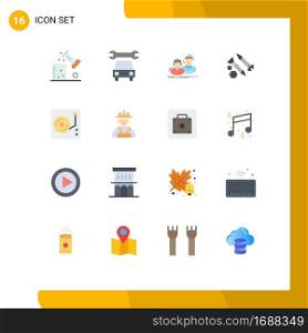 Modern Set of 16 Flat Colors Pictograph of work, construction, student, building, team Editable Pack of Creative Vector Design Elements