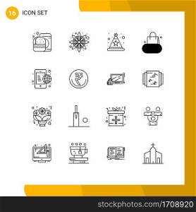 Modern Set of 16 Outlines and symbols such as business, global, hat, communication, shopping Editable Vector Design Elements