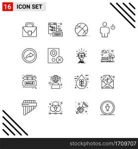 Modern Set of 16 Outlines and symbols such as export, human, basketball, energy, avatar Editable Vector Design Elements