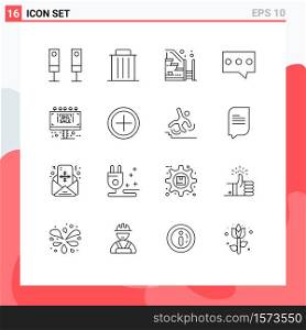 Modern Set of 16 Outlines and symbols such as info, hint, trash, bubble, up Editable Vector Design Elements