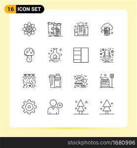 Modern Set of 16 Outlines and symbols such as information, cloud storage, move, business, silo Editable Vector Design Elements