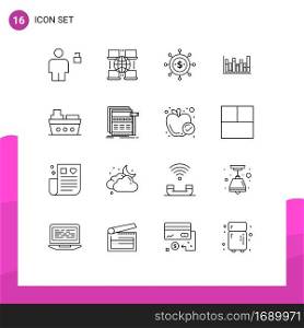 Modern Set of 16 Outlines and symbols such as marine, down, business, up, graph Editable Vector Design Elements