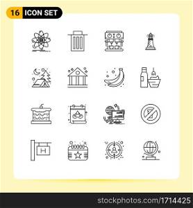 Modern Set of 16 Outlines and symbols such as ocean, light, user, house, drink Editable Vector Design Elements