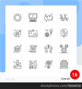 Modern Set of 16 Outlines and symbols such as price, spring, blueberry, nature, ecology Editable Vector Design Elements