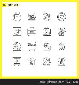 Modern Set of 16 Outlines and symbols such as products, electronics, web, devices, heart Editable Vector Design Elements